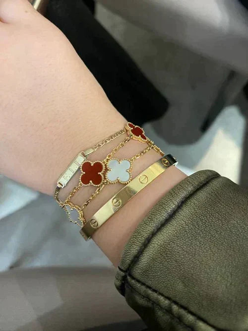 kløver armbånd| rød