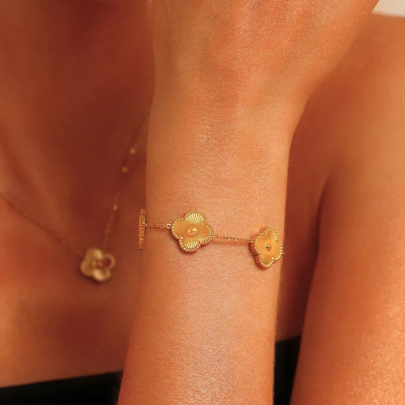 kløver armbånd| guld