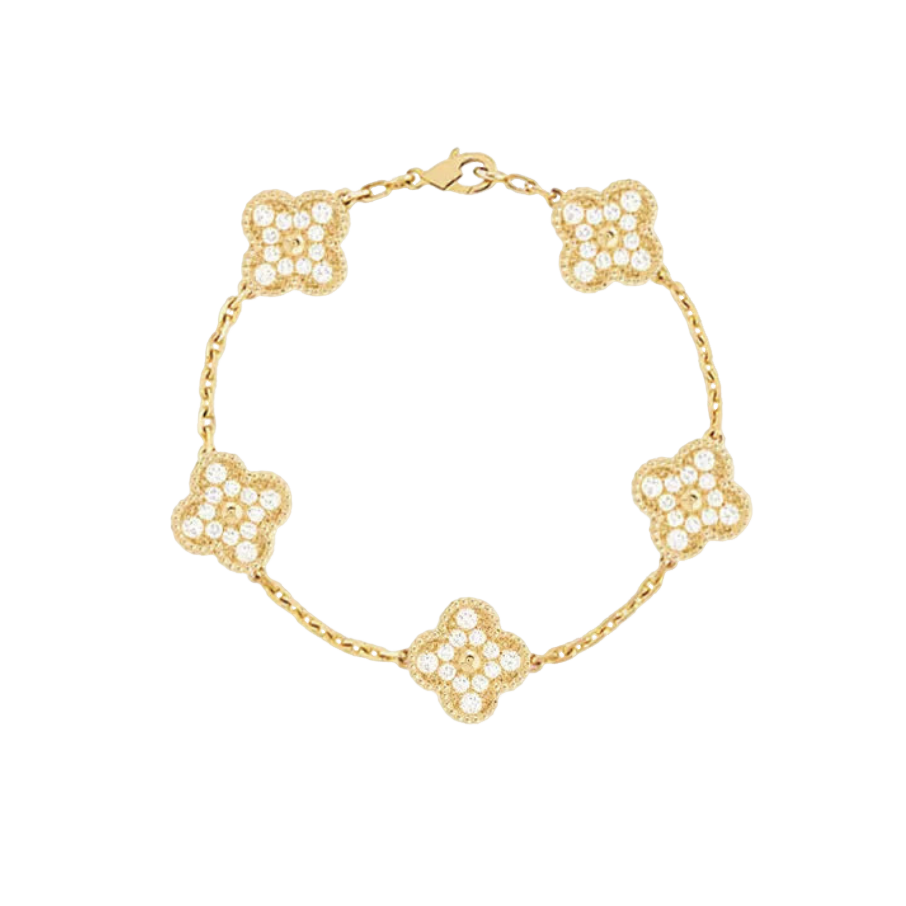 zirkonia kløverarmbånd - guldtonet